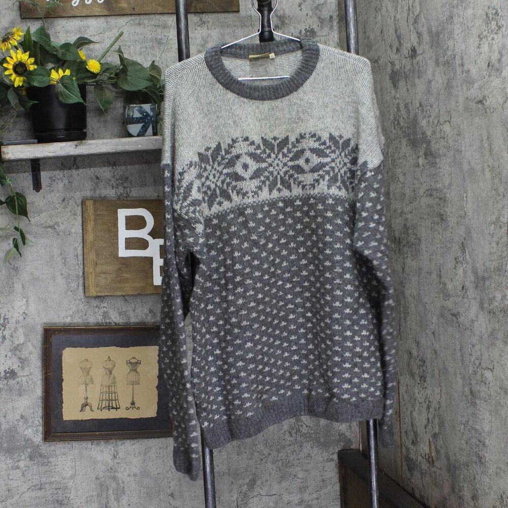 Camel Mens Vintage Wool Holiday Pullover Sweater Gray XL